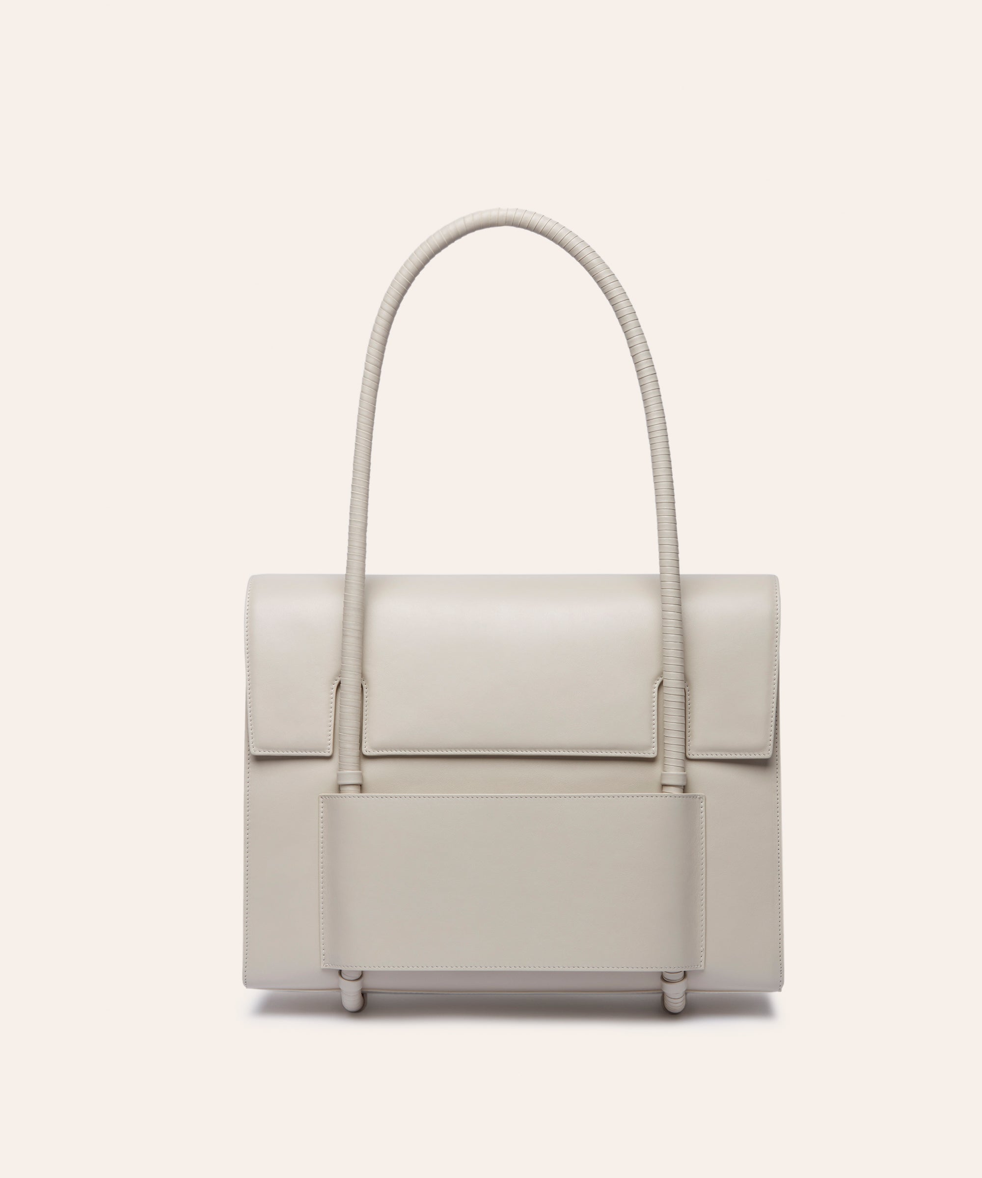 KUN HONG the CHUA collection Handbags Mother Satchel Daughter Mini Mother Satchel in pearl white handbag with a strap on a white background